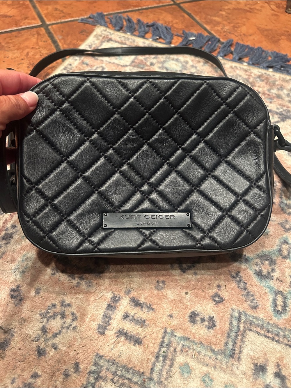 Kurt Geiger Black Quilted Crossbody Bag - Women's Fashion Shoulder Bag - Picture 2 of 12